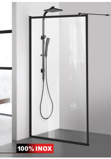 PROMO029-(5) Paravan cabina de dus walk-in, Aqua Class® Black, model Frame negru, sticla 8 mm, clara securizata, 70x195cm