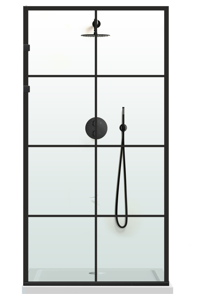 PARAVAN DUS FLOAT FULL INOX NEGRU DECORAT