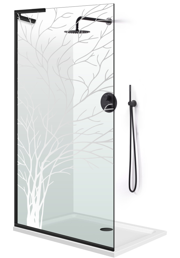 PARAVAN DUS FLOAT NEGRU INOX FULL