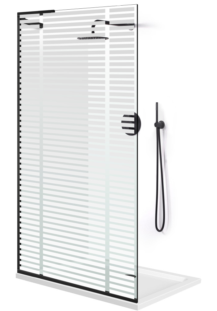 PARAVAN DUS FLOAT NEGRU FULL INOX