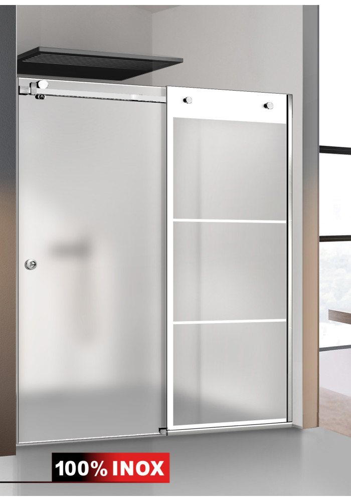 PARAVAN DUS MAT FULL INOX VINTAGE