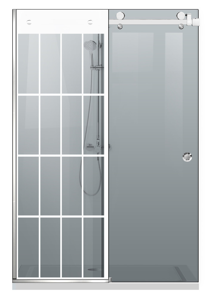 PARAVAN DUS GLISANT GRI FULL INOX