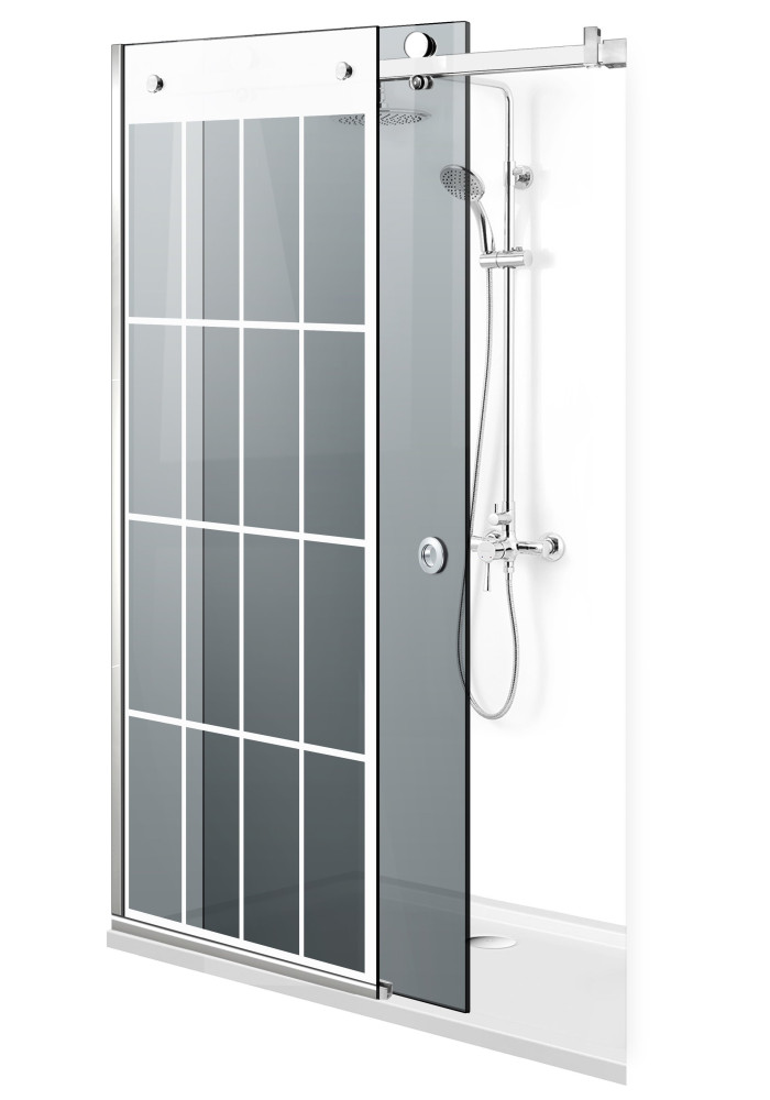 PARAVAN DUS GLISANT GRI FULL INOX