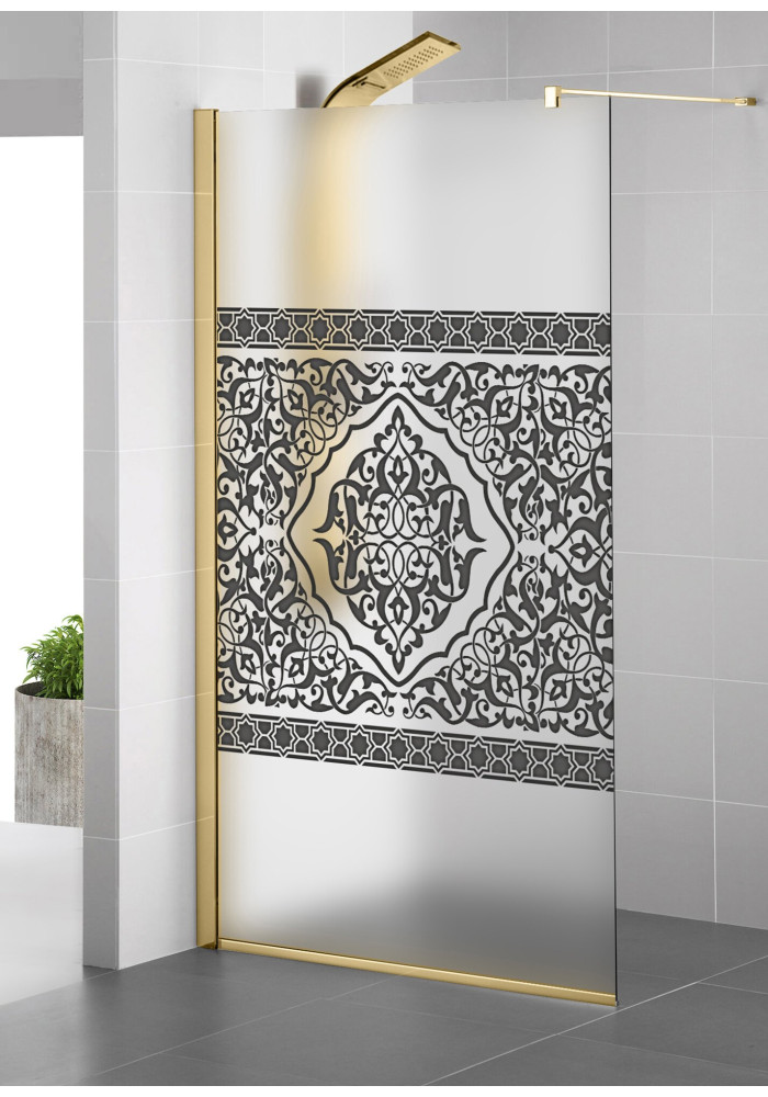 Paravan Cabina dus Walk in DOHA ORIZONTAL, profil auriu
