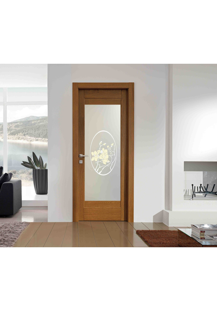 Geam decorativ sablat pt. usa interioara Magnolia