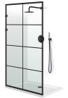 PARAVAN DUS FLOAT DECORAT  FULL INOX NEGRU