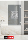 Paravan cada sticla gri, model Vintage culoare alb